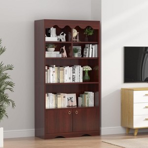 5 Tier Wooden Floor Standing Bookcase, 63 Inch High Display Storage Cabinet, Self Standing Bookcase, Home Office, Study Room, Kitchen - 1 of 4