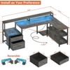 Aheaplus Home Office Desk with Charging Station, Reversible L-shaped Computer Desk with Drawers, LED Lights - 2 of 4