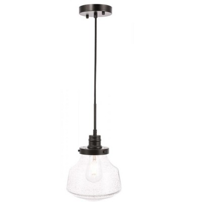 Elegant Lighting Lyle 1 light Black and Clear seeded glass pendant