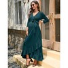 YesFashion Women's Maternity Dress Casual V Neck 3/4 Sleeve Wrap Dress Ruffle Hi-Low Maxi Nursing Breastfeeding Dress with Belted - 4 of 4