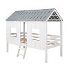 YOOCOZZ Twin Size Low Loft House Bed with Roof and Two Front Windows - White - 2 of 4