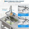 Coucheta Freestanding Single Bowl Utility Sink, 39.4"x19.7"x34.6" Stainless Steel w/ Pull-Out Faucet, S-Hooks, Shelf, Adjustable Legs - 4 of 4