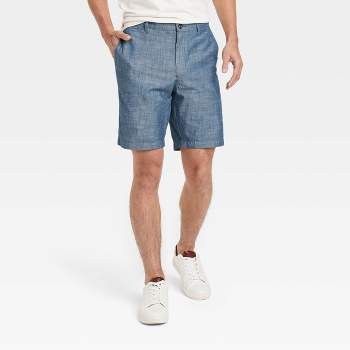 Men's 9" Slim Fit Flat Front Chino Shorts - Goodfellow & Co™ Blue Chambray 28
