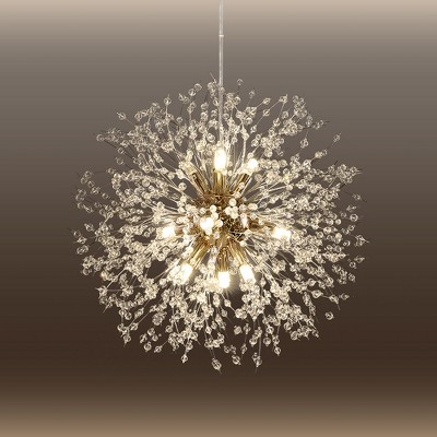 LLHZSY Modern Firework Sputnik Chandelier Crystal Pendant Lighting - 8/9/12 Lights - Gold/Chrome/Gold and Turquoise/Chrome and Turquoise