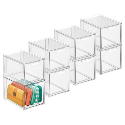 Mdesign Stackable Closet Storage Bin Box With Pull-out Drawer - Clear :  Target