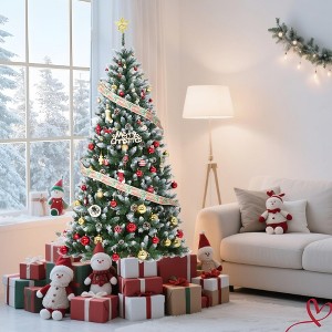 4.5FT/6FT/7.5ft/9FT Christmas Tree Artificial Christmas Tree w/ Medium Round Pinecone Decoration - 1 of 4
