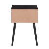 NicBex Mid-Century Side Table for Bedroom Modern Wooden Nightstand with Rattan Drawer - 2 of 4