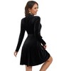Women's Retro Velvet Long Sleeve dress With Belt Cocktail Party Dress - 4 of 4