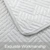 Silver Geometric Silk Satin Quilt Set, 1 Quilt+ 2 Shams, Luxury All - Season Coverlet - 3 of 4