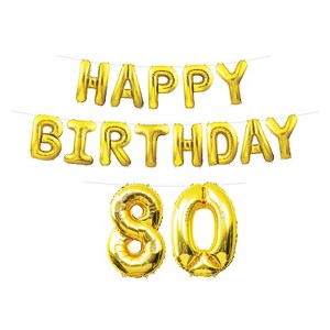 Beistle Happy Birthday  80  Balloon Streamer, 14.25" & 25" x 15', (1/Pkg) Multicolored - 1 of 4