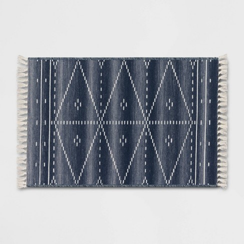 2'4x3'9 Washable Woven Tapestry Accent Rug With Fringe Indigo -  Threshold™ : Target