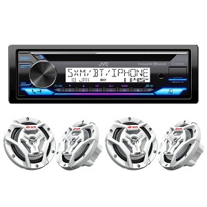 JVC KD-T92MBS Marine CD Receiver Bluetooth + 2 Pairs CS-DR6201MW 6.5" Speakers - 1 of 4
