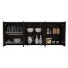 Wall Cabinet 24" H, four Doors, with two internal Shelves and internal plate and glass organizer, two Storage Shelves with two glass Doors, Black - 4 of 4