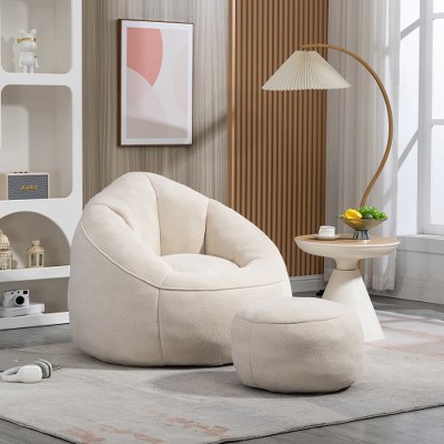 Bean Bag Sofa Chair With Padded Foam Padding Compressed With Footrest ...