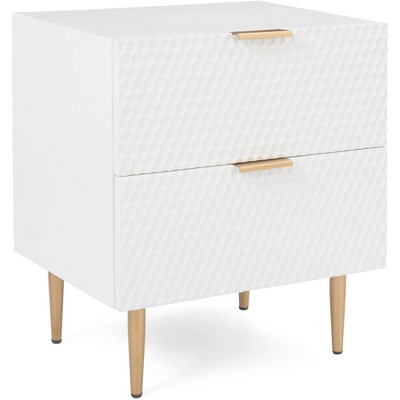 Jolie 2 Drawer Side Table White - Adore Decor