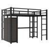 UPHA Metal Full Size Loft Bed with Desk, Shelves, Wardrobe, Black - 2 of 4