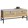 Rattan Shoe Bench Entryway Bench with Storage Drawer, Wooden Storage Bench with Linen Seat Cushion - 3 of 4