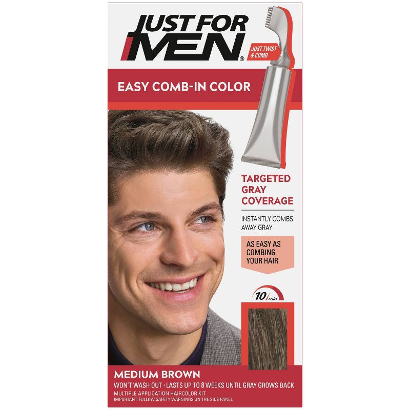 Just For Men Easy CombIn Color Gray Hair Coloring for Men with Comb Applicator - 1.2oz, 1 of 9