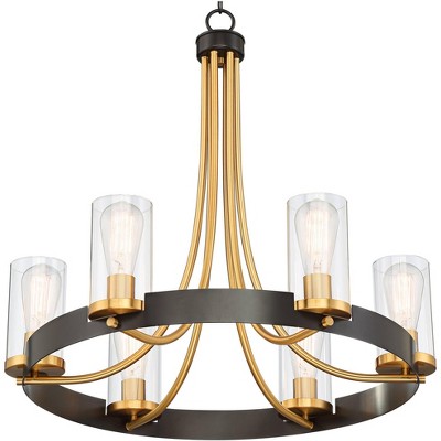 Stiffel Ferrers 26" Dark Bronze and Gold 6-Light Chandelier