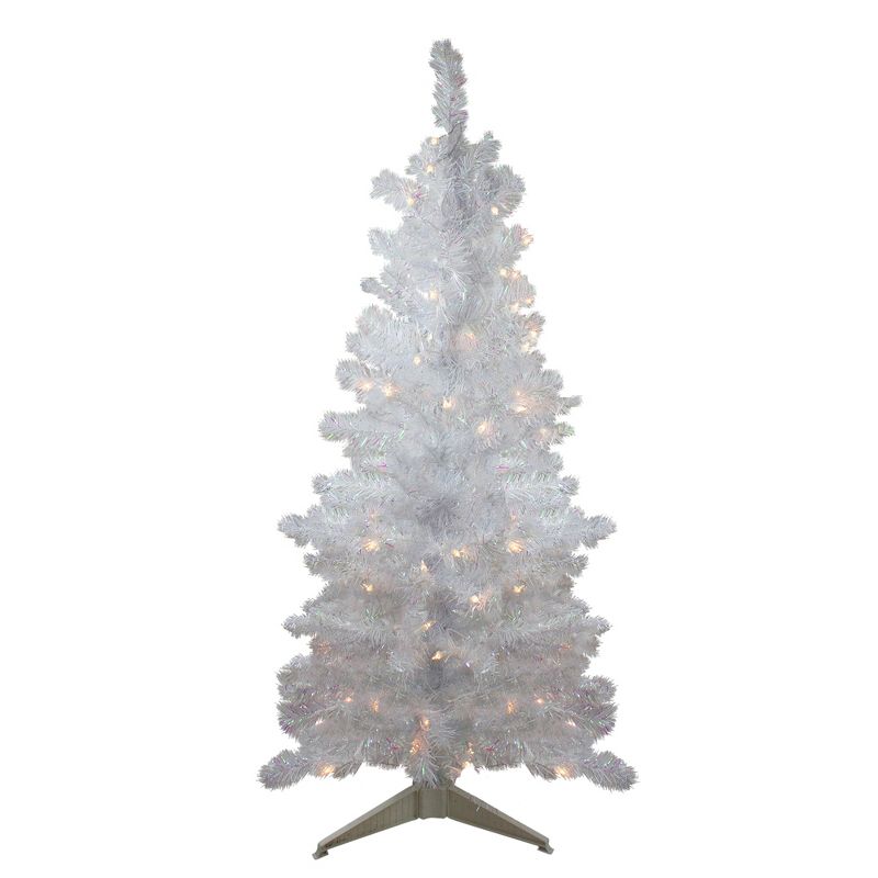 Northlight 4' Pre-lit White Iridescent Pine Artificial Christmas Tree - Clear Lights, 1 of 7
