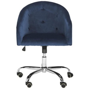 Amy Tufted Velvet Chrome Leg Swivel Office Chair - Chrome - Safavieh - 1 of 4