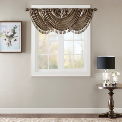 Stylish Waterfall Window Panel, Rich Sheen Fabric and Elegant Tassel Trim fits Lux Room Decor for All Season