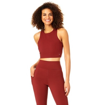 Columbia Training CSC Sculpt cropped tank top in burgundy Exclusive at ASOS