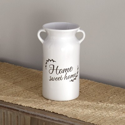 Lakeside Ceramic Milk Jar Style Vase - Indoor Farmhouse Garden Accent