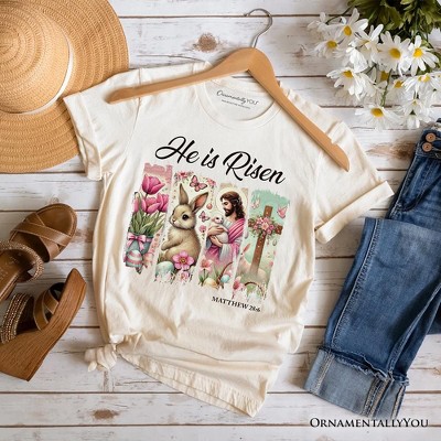 He Is Risen Easter Jesus T-Shirt, Matthew 28:6 Christian Tee for Believers | OrnamentallyYou