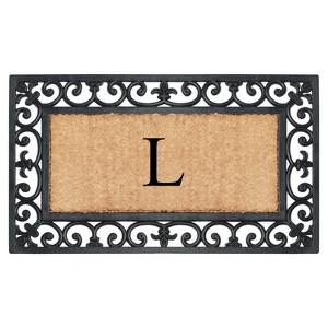 A1HC Natural Rubber & Coir 18x30, Monogrammed Doormat For Outdoor Entrance, Anti-Shed Treated Mat - 1 of 4