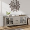 Gray Mid Century Modern TV Stand – Farmhouse Entertainment Center with Glass Door, 2 Storage Doors & 3 Drawers, 70 Inch TV Compatible - 3 of 4