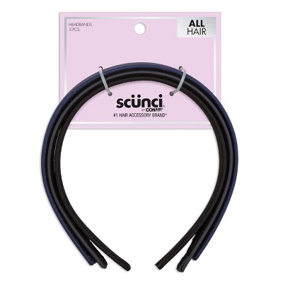 scunci Woven Headbands - Blue/Grey/Black - All Hair - 3pk
