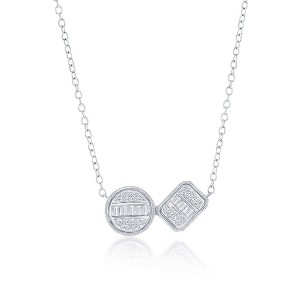 Diamonds D'Argento Sterling Silver Round & Emerald-Cut Diamond Necklace - (44 Stones) - Silver - 16+2 Inch - 1 of 2