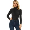INSPIRE CHIC Women's Mock Neck Long Sleeve Knitted Ruched Top Shirts - 2 of 4