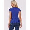 INSPIRE CHIC Women's Elegant Round Neck Cap Sleeve Solid Color Peplum Blouses - 4 of 4