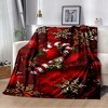 Lomsoe Luxury Flannel Blanket - Red Christmas Theme with Snowflakes, Candy Canes & Holly - All-Season Cozy Gift. - 2 of 4