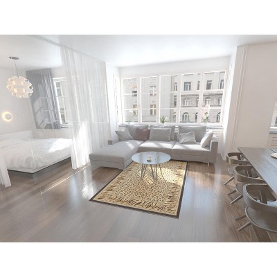 Wildlife Collection Light Brown and Black Synthetic Rectangular Area Rug 9' x 12'
