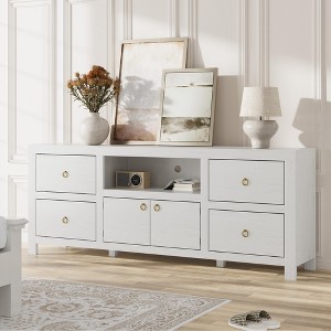 GustoWave Farmhouse Entertainment Center, TV Stand with 6 Storage Drawers for 75/80 Inch TVs - 1 of 4
