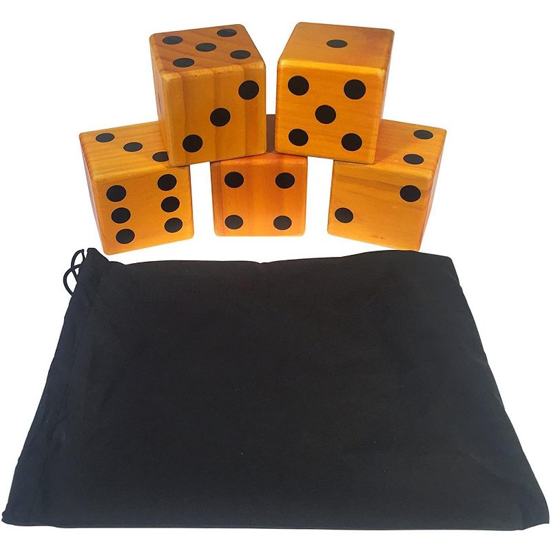 WE Games Giant Roll 'em Dice - Set of 5 Wooden Lawn Dice, 2 of 5