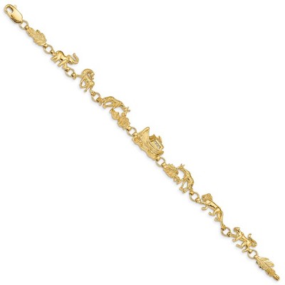 Black Bow Jewelry 14k Yellow Gold Noah's Ark Bracelet - 7 Inch