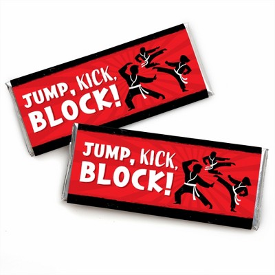 Big Dot of Happiness Karate Master - Candy Bar Wrapper Martial Arts Birthday Party Favors - Set of 24
