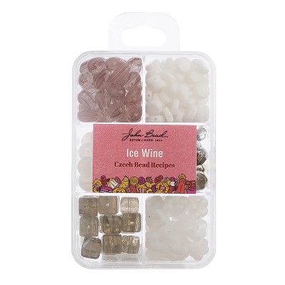 John Bead Recipe Box Mixed Glass Beads Ice Wine, 110g