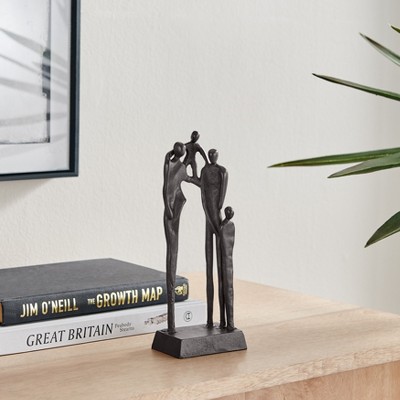 Brown Cast Iron Abstract Family of Four Sculpture