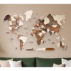 HomeRoots 47" X 79" Brown and Beige Wood World Map Hanging Dimensional Sculpture - 2 of 4