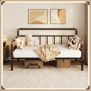 Garvee Twin Daybed with Classic Headboard – Heavy Duty Steel Slats, Sofa Bed Frame for Living Room, Bedroom, Guest Room, No Box Spring Needed - 1 of 4