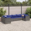 vidaXL 7 Piece Patio Lounge Set with Cushions – Gray PE Rattan Outdoor Modular Sectional Sofas for Garden, Deck, Terrace - 2 of 4