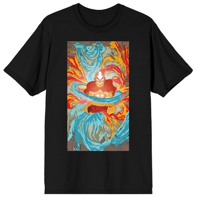 Avatar The Last Airbender Aang With Four Elements Black Graphic Tee ...