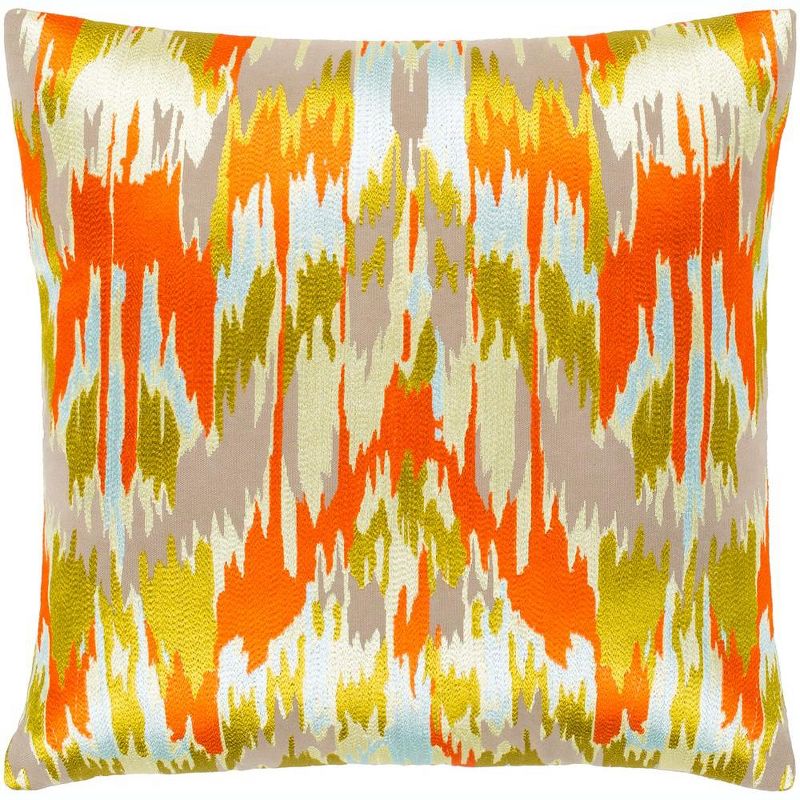 Mark & Day Mechelen 22"L x 22"W Square Pillow Cover Polyester Insert Traditional Bright Orange Throw Pillow, 1 of 2