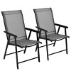 Tangkula 2PCS Folding Chairs Steel Frame Patio Garden Outdoor w/ Armrest & Footrest - 2 of 4