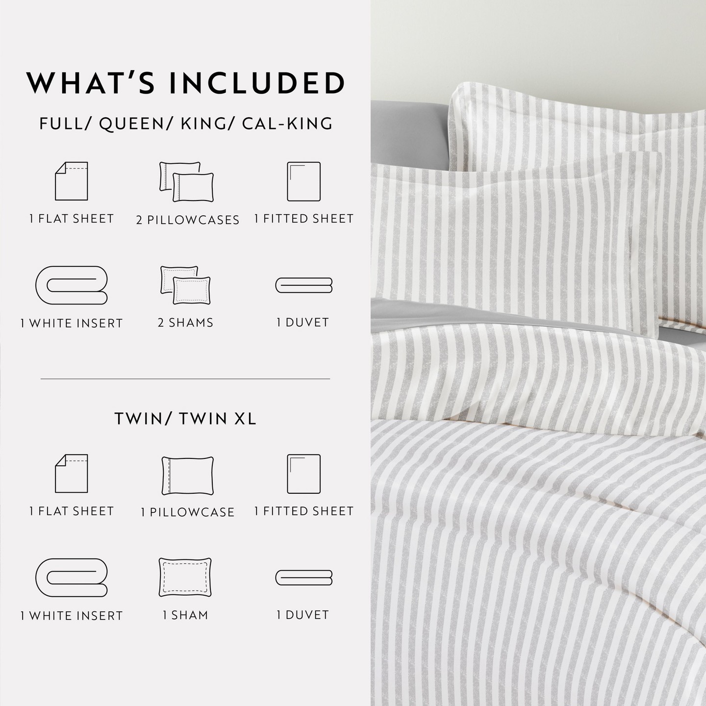 Постельное бельё Becky Cameron 8PC Bedding Bundle, Patterned Duvet Cover, White Comforter and Solid Sheet Set, цвет: Белый — фото 3